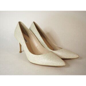 L.K. Bennett White & Gold Glitter Pumps, Size 7.5 (US) 37.5 (EU)